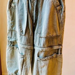 Free People Stylish Convertible Cargo Pants in Greenish Gray